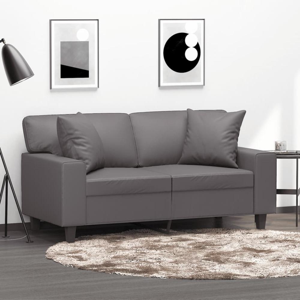 vidaxl 2-Sitzer-Sofa mit Zierkissen cm Kunstleder, Grau Bild 1