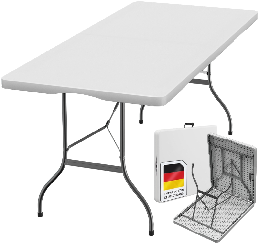 STEELSØN 'Zennar' Gartentisch inkl. Tragegriff, für 8 Personen, zusammenklappbar, wetterfest, weiß, 180 x 74 x 74 cm Bild 1