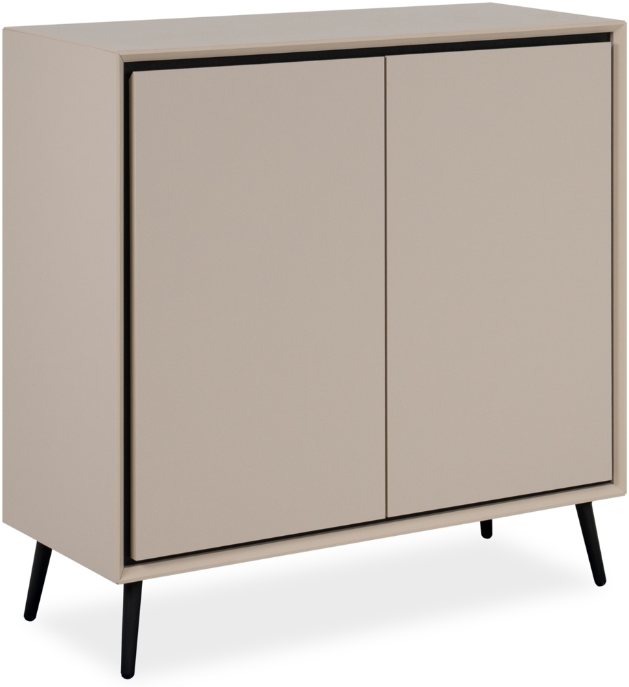 Kommode >Arona< 2 Türen, 2 Böden, in Sand / Schwarz - 90x90x38cm (BxHxT) Bild 1