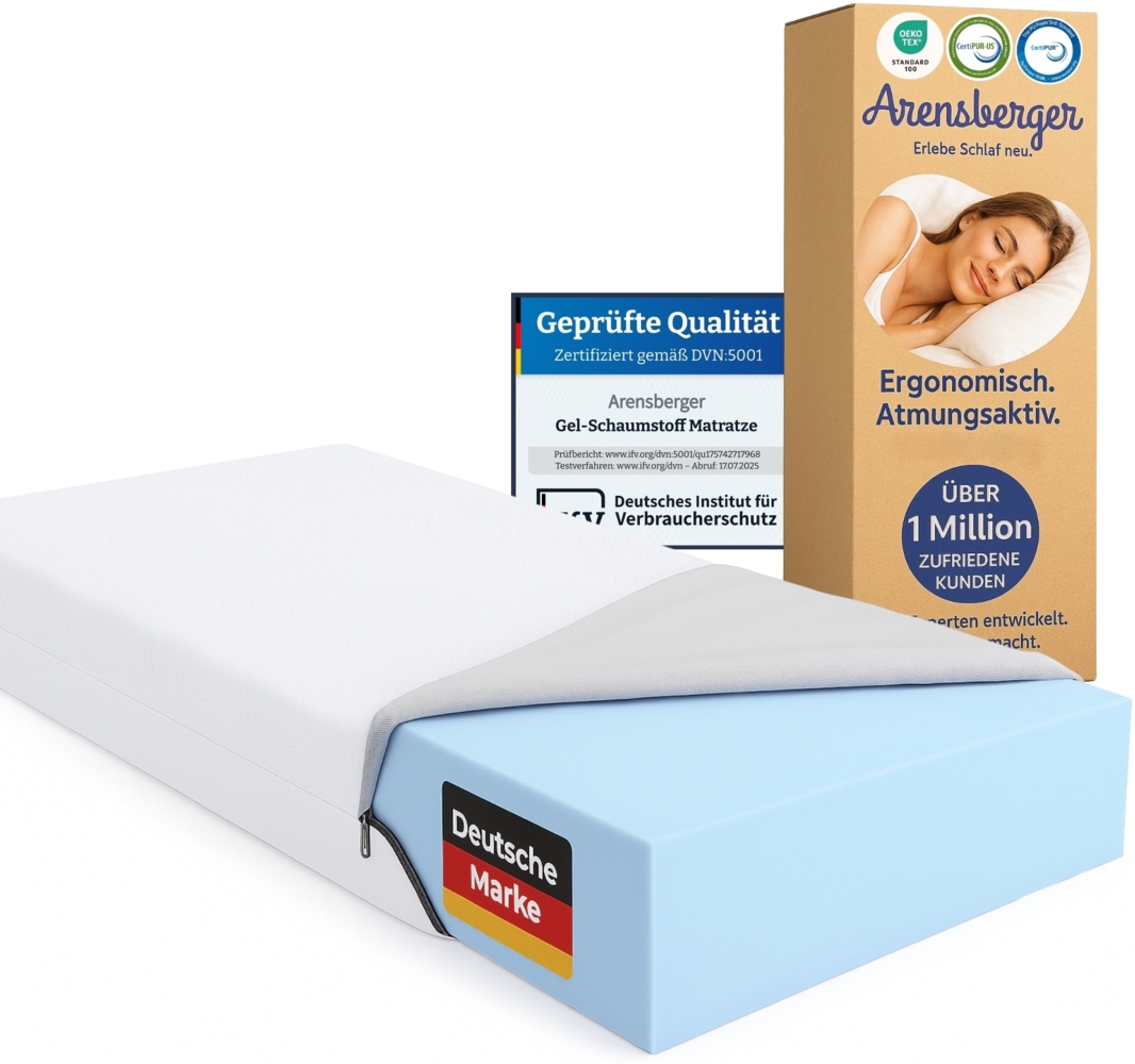 ARENSBERGER ANNA, Gelschaum Matratze 180x200 cm – 13 cm NANOCELL® Gel-Schaum – H3 Härtegrad – Atmungsaktiv – Abnehmbarer Bezug 240g/m² Bild 1