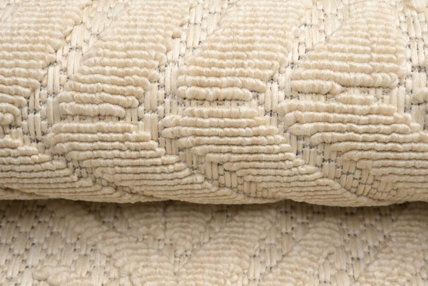 Mazovia Designteppich In- & Outdoor Teppich Wetterfest & UV-beständig Balkon - Beige Cream, 60 x 100 cm, Höhe 6 mm, Kurzflor - niedrige Florhöhe, Weich, Pflegeleicht, Flachgewebe Bild 1