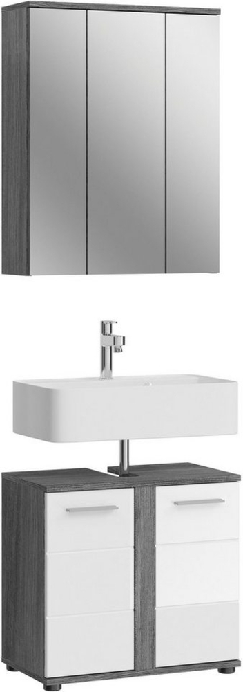 welltime Badmöbel-Set Lucca, 2 teilig, bestehend aus: Waschbeckenunterschrank, Spiegel, (Set, 2-St), hochwertige MDF Front, Badmöbel, Kombination, Kombi, Badezimmer Bild 1
