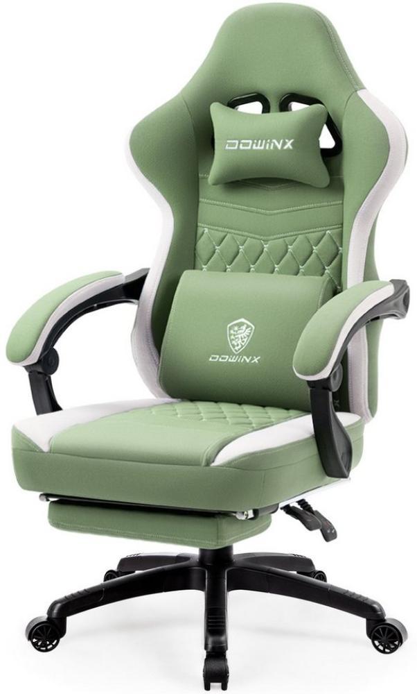 Dowinx Gaming-Stuhl Stoff-Massage-Gaming-Stuhl mit Fußstütze, ergonomisches Design, Gamer-Stuhl, maximale Belastbarkeit 160kg, Grün Bild 1