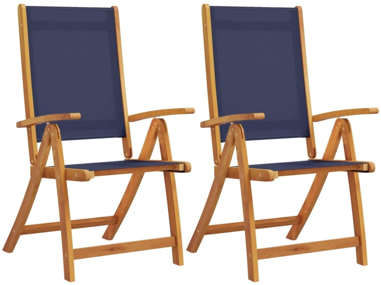 vidaXL Gartenstühle 2 Stk. Klappbar Massivholz Akazie und Textilene 4008422 Bild 1