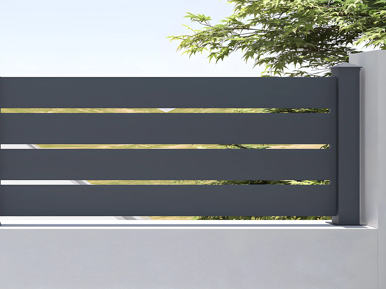 Vente-unique - Stellzaun mit lichtdurchlässigem Design - Anbauelement - 80,3 x 178,3 - Aluminium - Anthrazit - PRIMO Bild 1