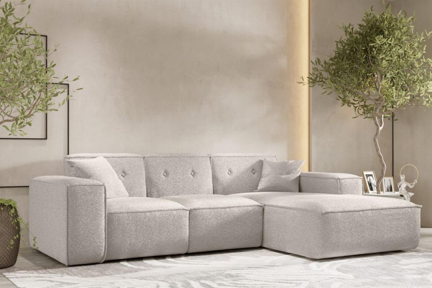 Ecksofa Designersofa CESINA Stoff Ascot Bukla Creme Ottomane Rechts Bild 1