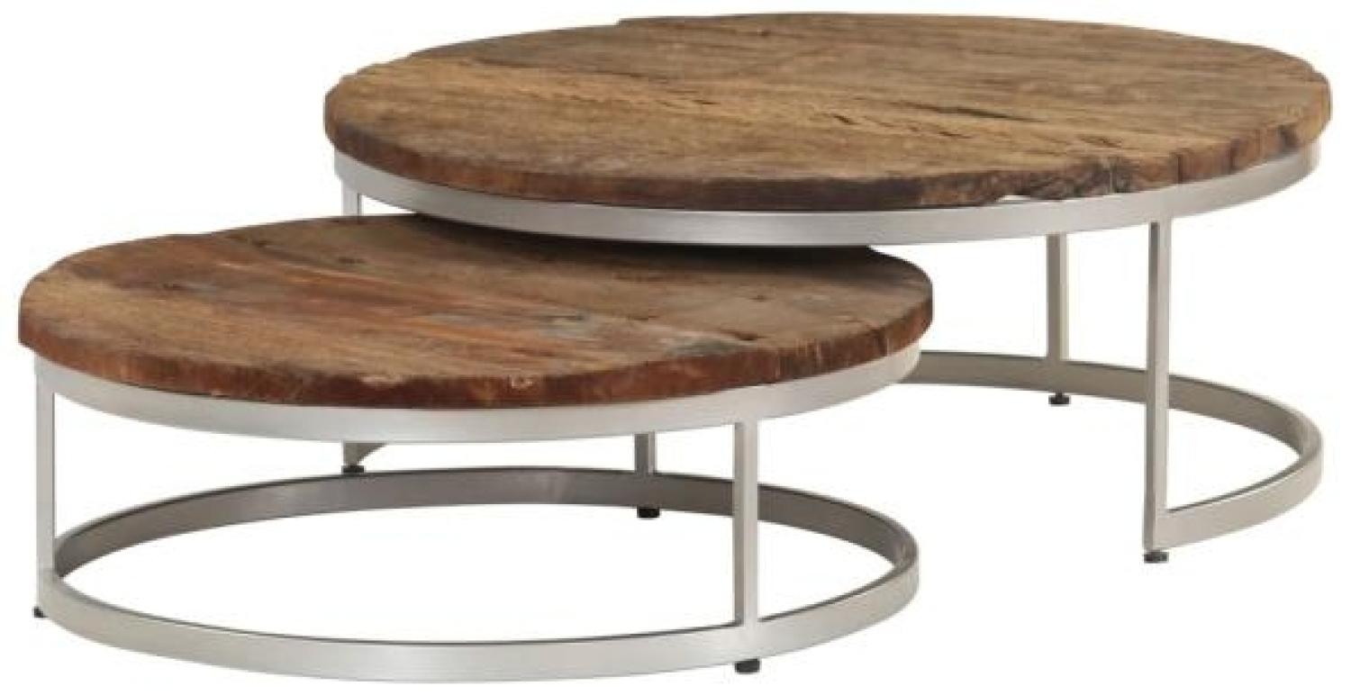 2er Set Couchtisch Altholz und Stahl Bild 1