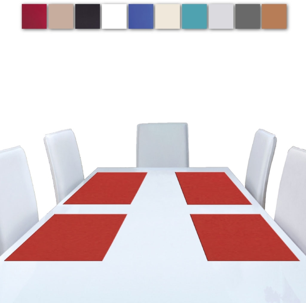 6er Set Tischsets Platzset Tischuntersetzer Platzdeckchen Tischdeko Tischmatte Essensunterlage Maße 30x45 cm, Farbe: rot - karminrot Bild 1