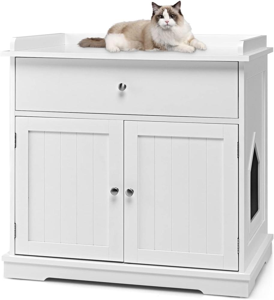 COSTWAY 4-in-1 Katzenschrank, weiß, 76 x 53 x 74 cm Bild 1