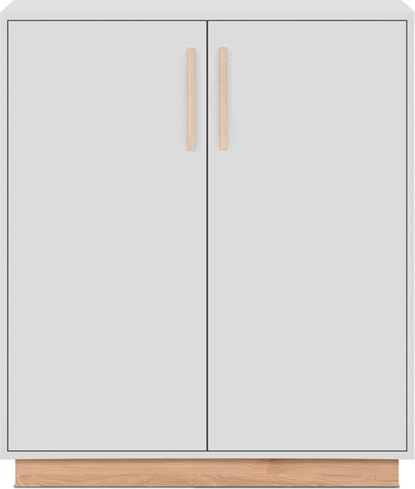 Calicosy Sideboard 2 Türen Weiß- und Holzdekor B82 cm - SPLIT - Weiß Bild 1