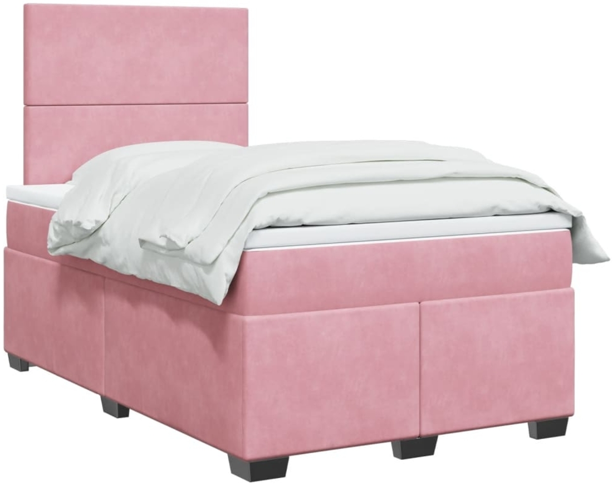 vidaXL Boxspringbett mit Matratze Rosa 120x190 cm Samt 3293157 Bild 1