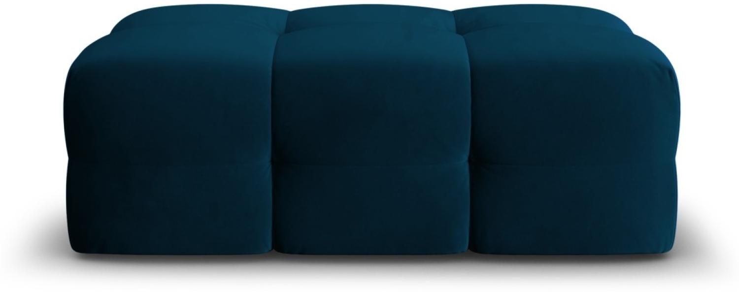 Micadoni Samtstoff Pouf Hocker Kendal | Bezug Navy Blue | Beinfarbe Black Beech Wood Bild 1