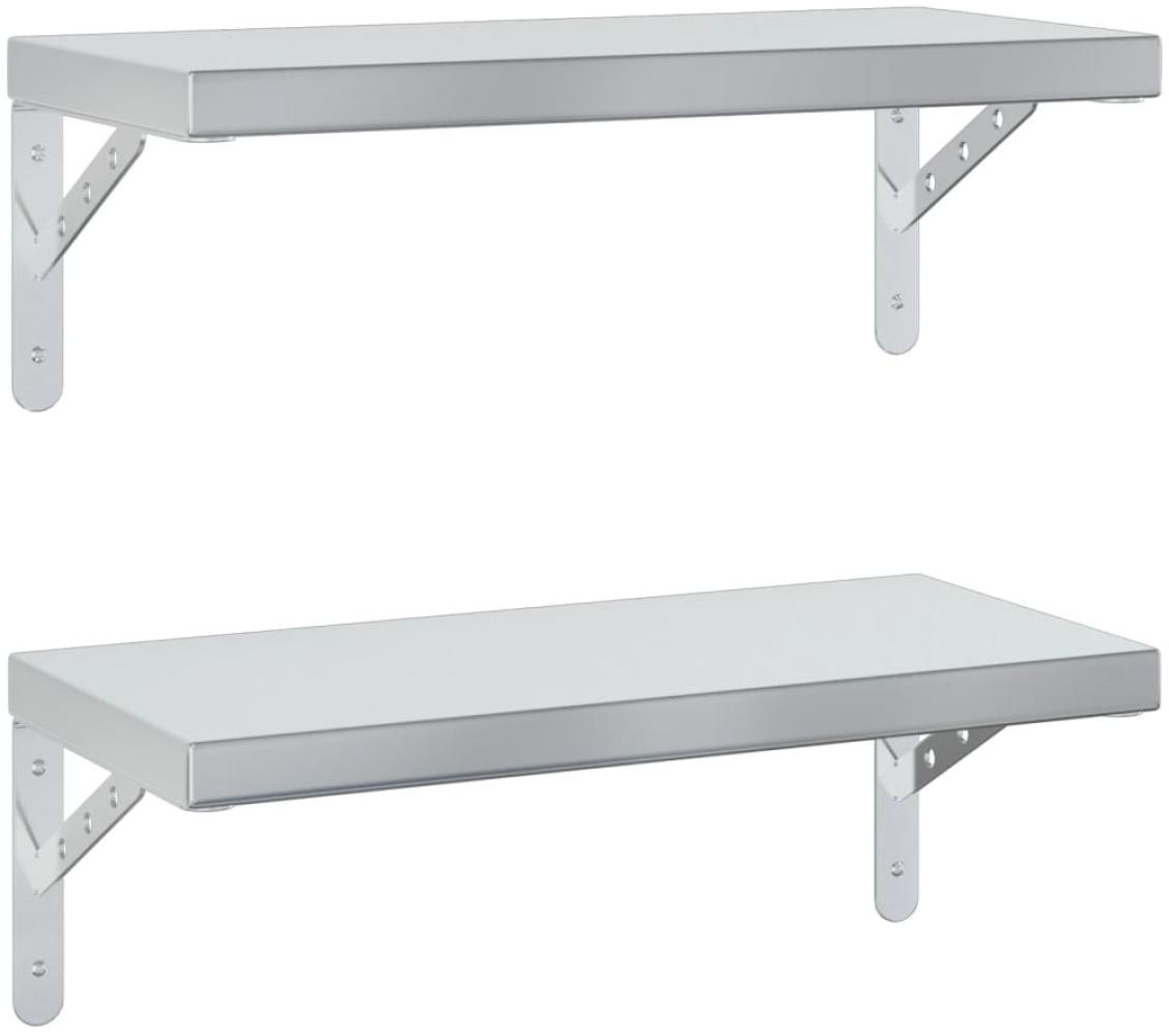 vidaXL Wandregale 2 Stk. 50x23,5 cm Silbern Edelstahl 3214510 Bild 1