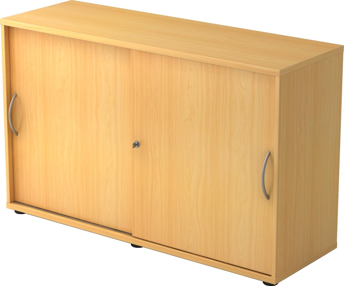 bümö® Schiebetürenschrank 2 OH abschließbar in Buche mit Bogengriffen Bild 1