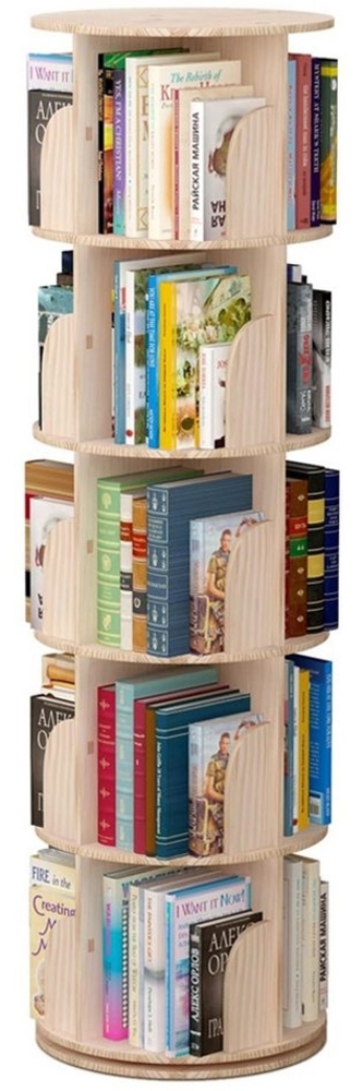 NUODWELL Bücherregal 4/5 Etagen Massivholz Drehbares Bücherregal Standregal multifunktional Bild 1