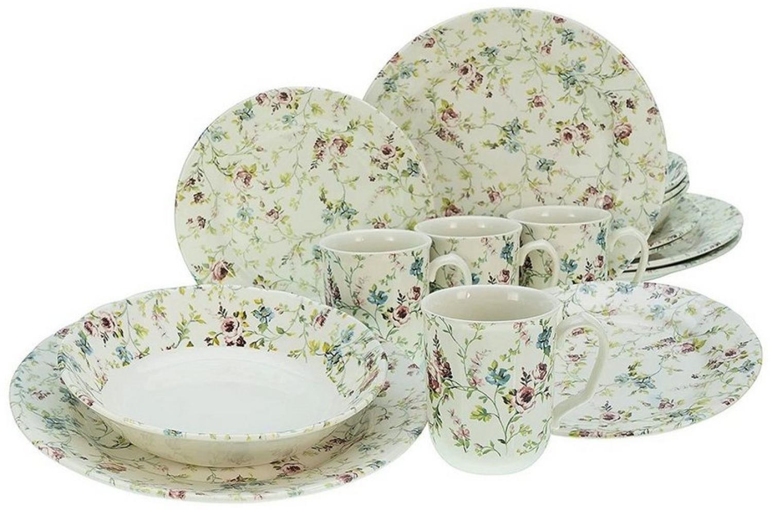 CreaTable 22906 Kombiservice Rose Garden für 4 Personen, Steingut, mehrfarbig (1 Set, 16-teilig) Bild 1