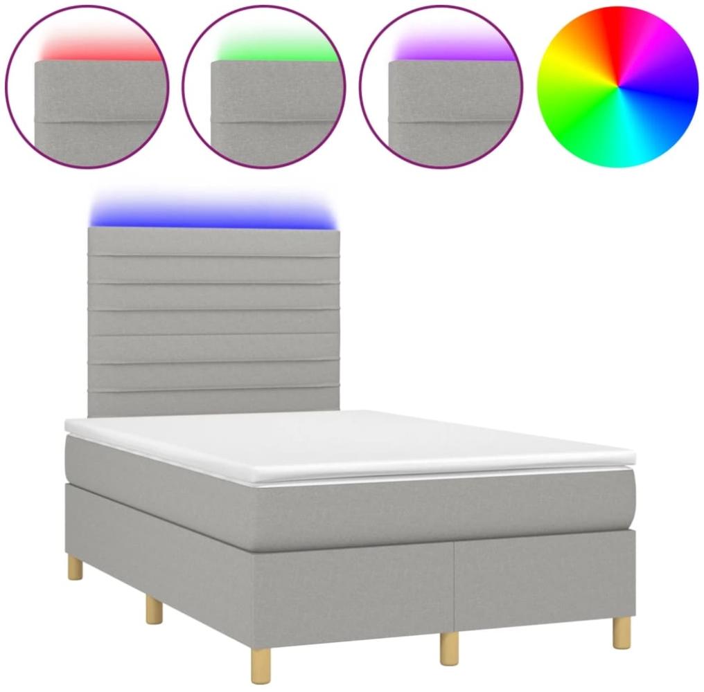 vidaXL Boxspringbett mit Matratze & LED Hellgrau 120x190 cm Stoff 3270253 Bild 1