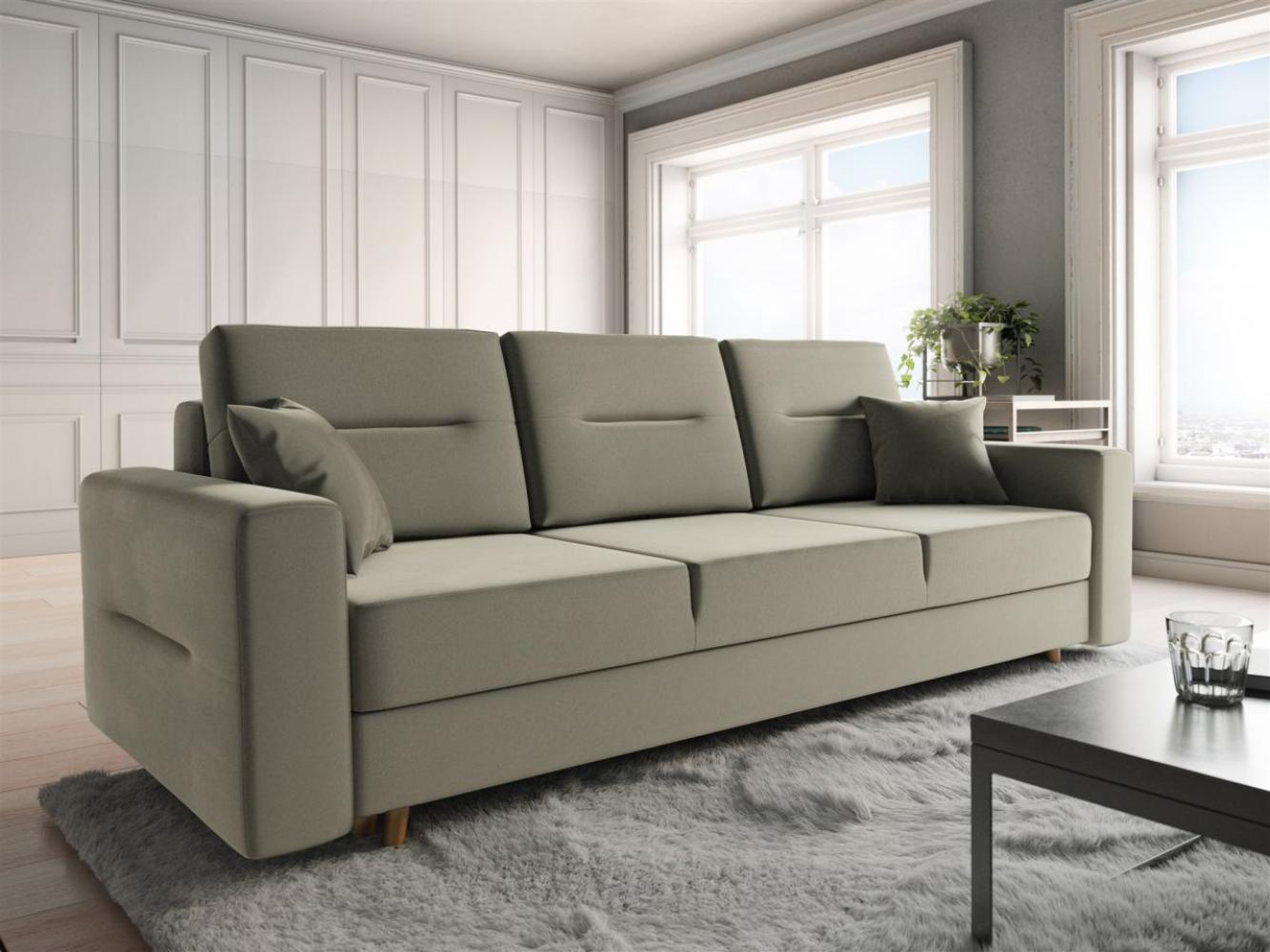 Sofa 3-Sitzer BELMIRA mit Schlaffunktion Creme Bild 1