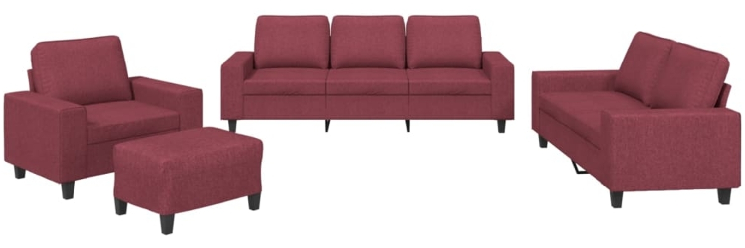 vidaXL 4-tlg. Sofagarnitur Weinrot Stoff 3201880 Bild 1