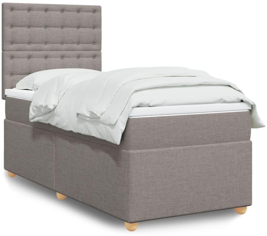 vidaXL Boxspringbett mit Matratze Taupe 100x200 cm Stoff 3293509 Bild 1