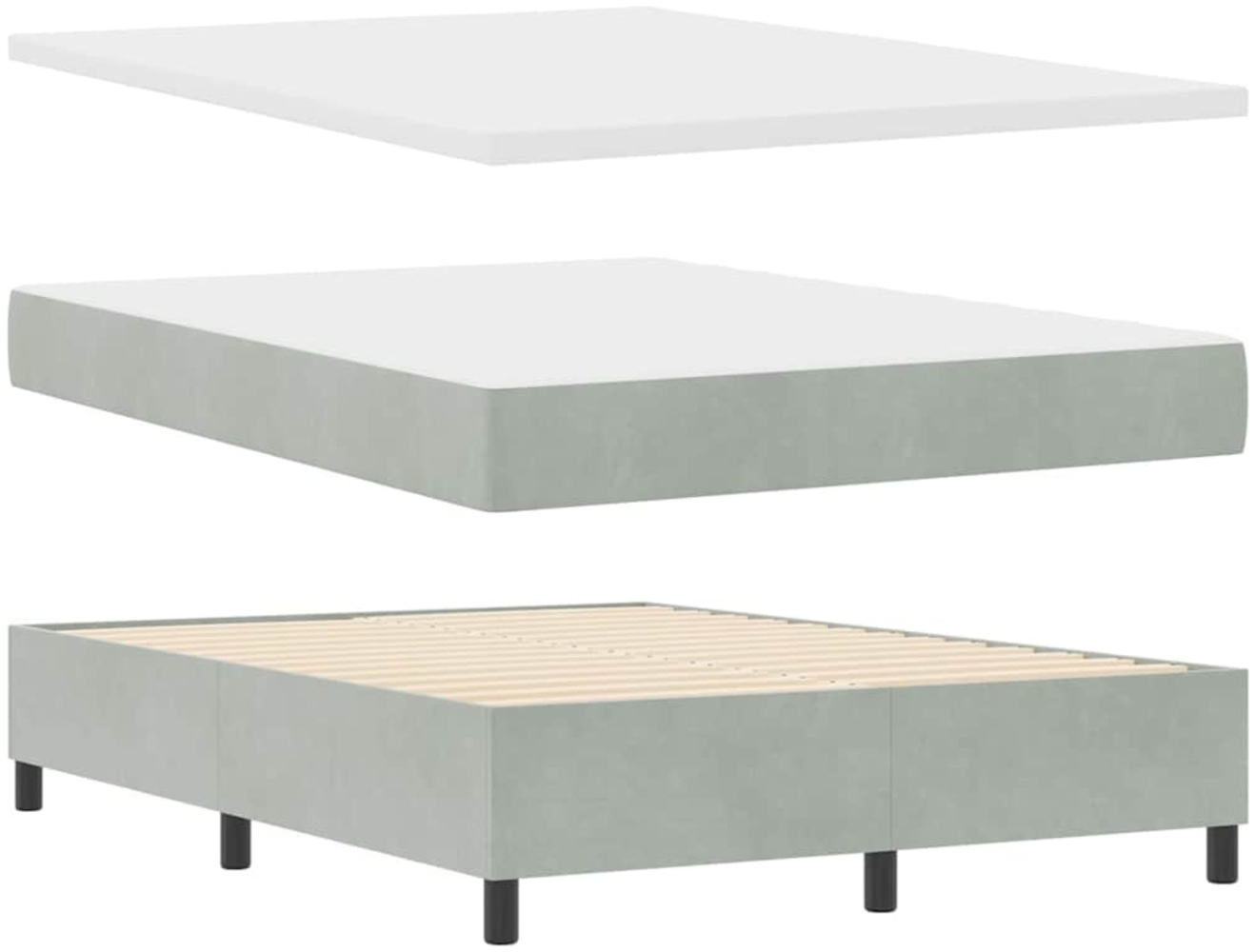 vidaXL Boxspringbett mit Matratze Hellgrau 160 x 200 cm Samt 3344456 Bild 1