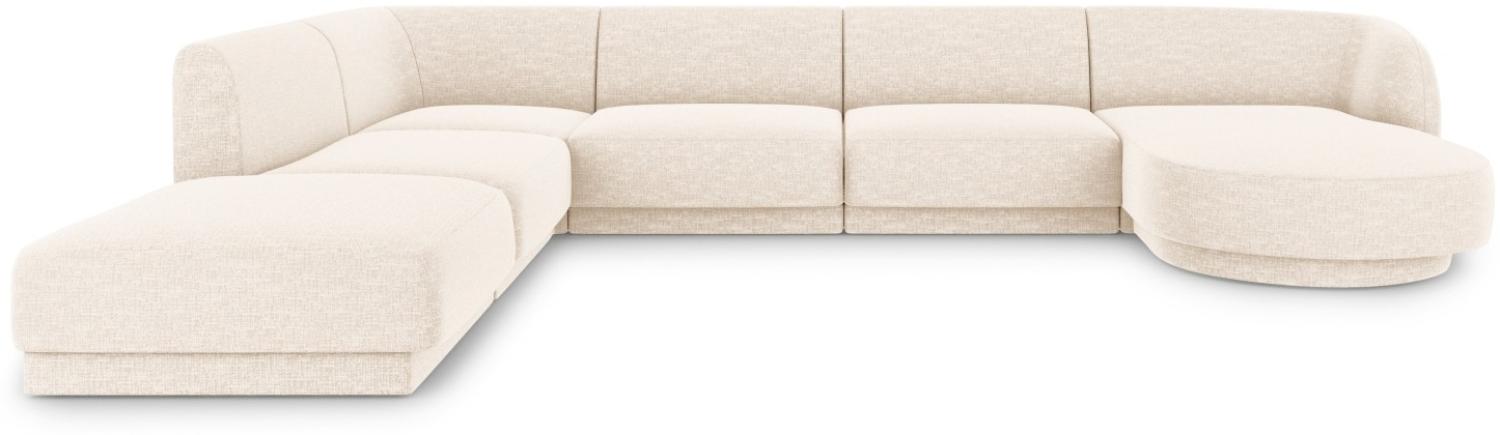 Micadoni 'Miley' 6-Sitzer-Sofa, Panorama-Ecke, links, Beinfarbe Black Plastic, Helles Beige, Chenille Bild 1