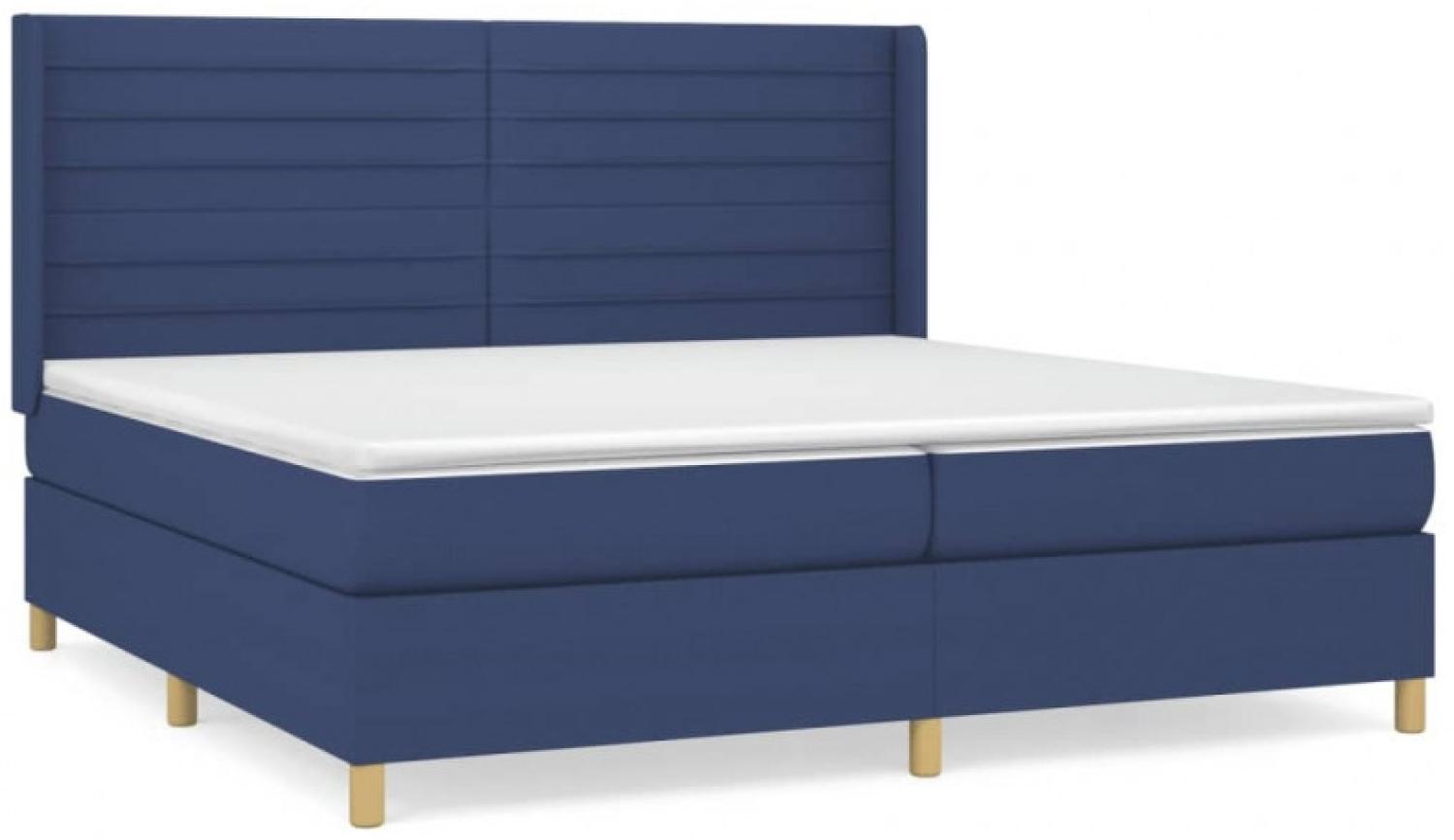 vidaXL Boxspringbett mit Matratze Stoff Blau 200 x 200 cm, Härtegrad: H2 [3132103] Bild 1