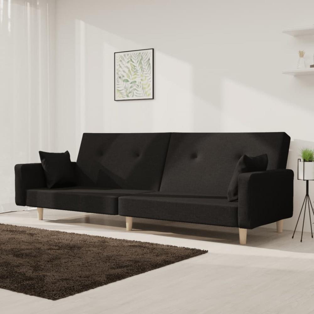 vidaXL Schlafsofa 2-Sitzer mit 2 Kissen, Schwarz Bild 1