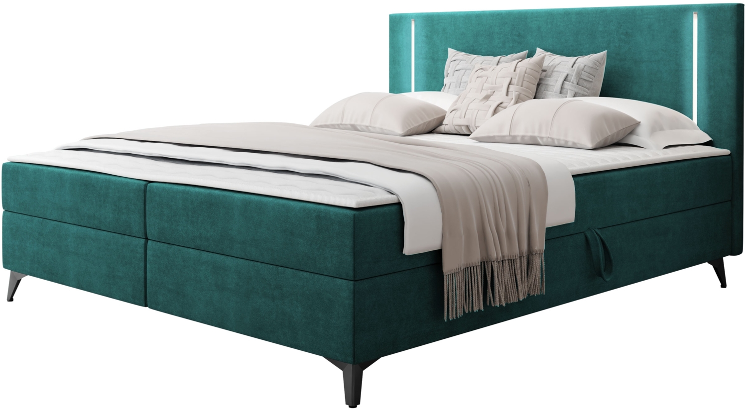 Boxspringbett Ono 2 mit LED-Beleuchtung, zwei Bettkästen (Farbe: Manila 37, Größe: 180 x 200 cm) Bild 1