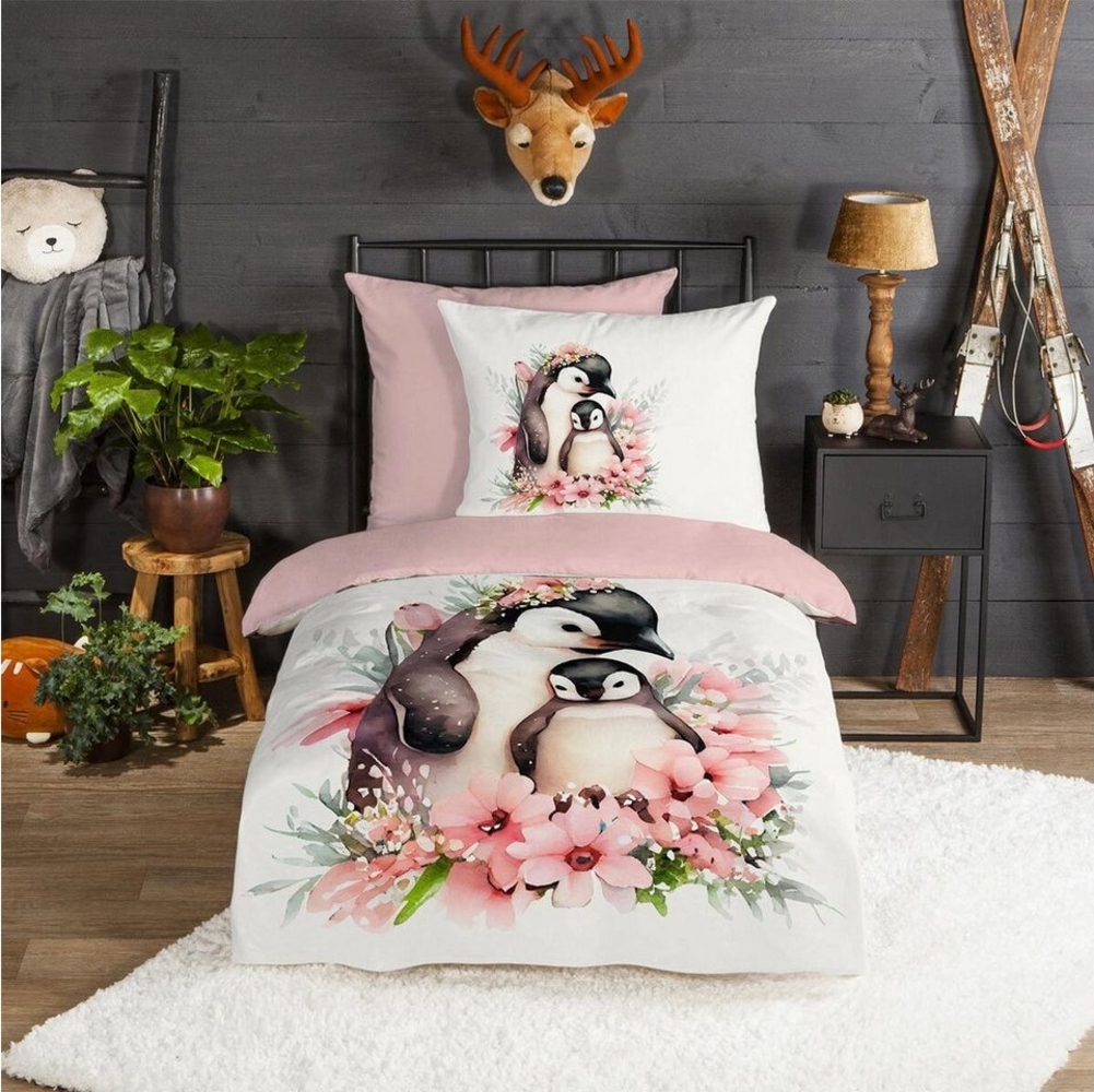 TRAUMSCHLAF Bettwäsche Pinguin, Flanell, 2 teilig, besonders weich und warm Bild 1