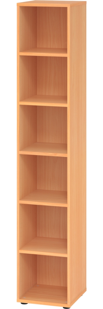 bümö Regal Buche, Standregal aus Holz für 6 Ordnerhöhen - Bücherregal groß 40 cm schmal, Aktenregal für Ordner & Bücher, großes Büroregal, Holzregal, Ordnerregal, Buchregal, 964RE-6 Bild 1