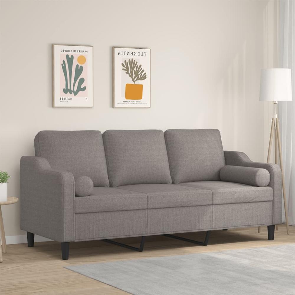 vidaXL 3-Sitzer-Sofa mit Zierkissen Taupe 180 cm Stoff 3200860 Bild 1