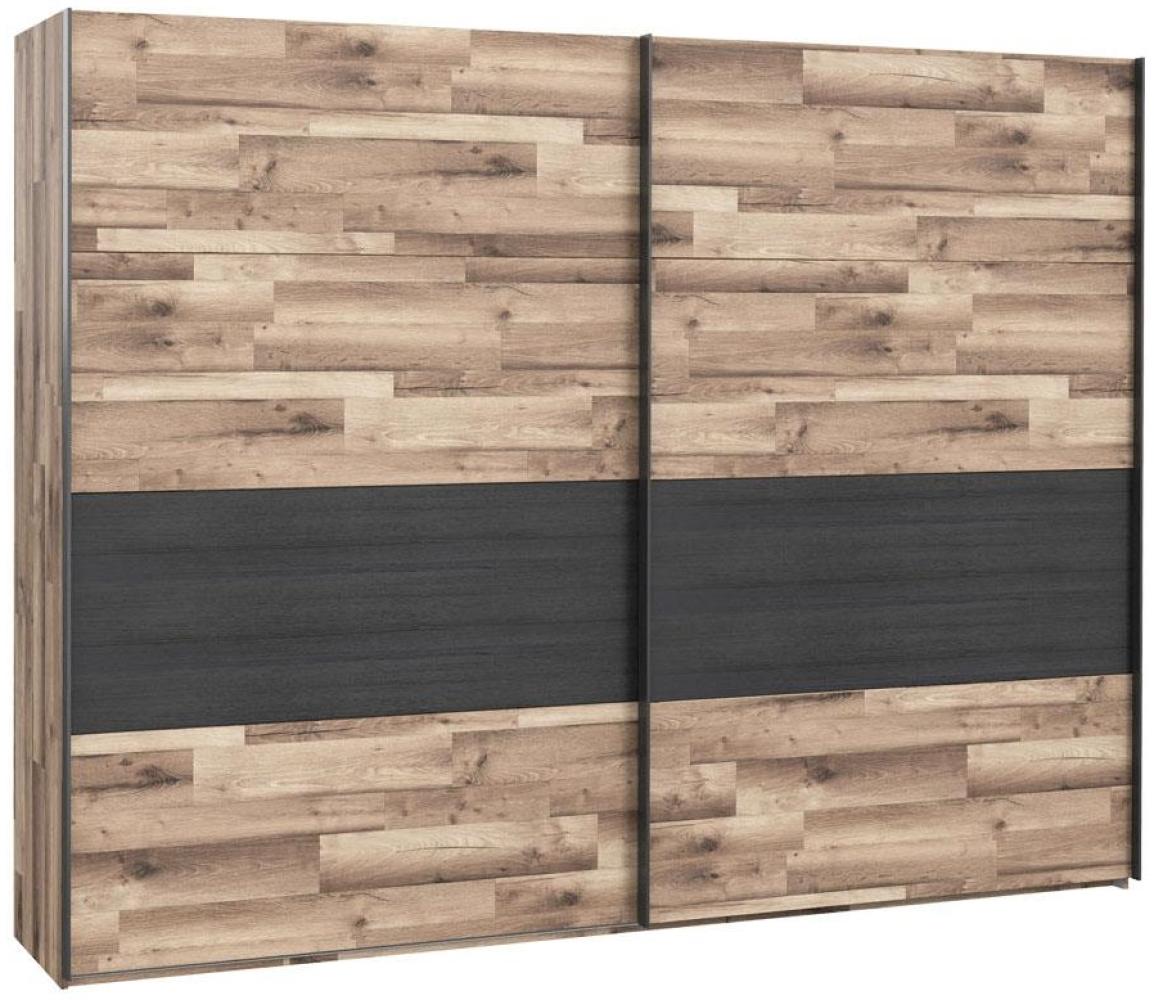 FORTE Jakobina Kleiderschrank, Holzwerkstoff, Schwarz/Braun, 269,9 x 210,5 x 61,2 cm Bild 1