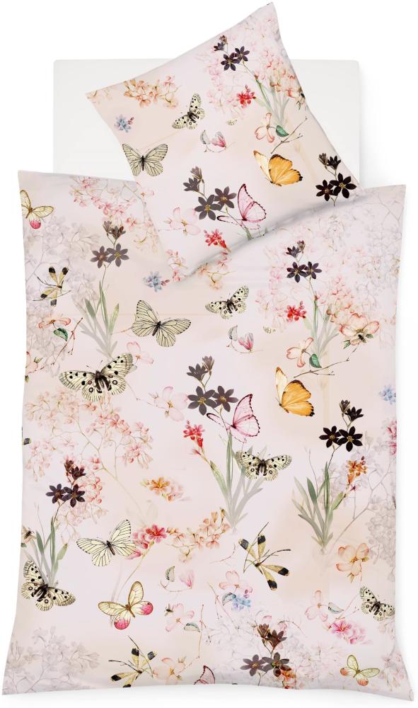 Fleuresse Mako-Satin Bettwäsche 200x220 Schmetterling Rosen Blüten rosa 114346-4 Bild 1