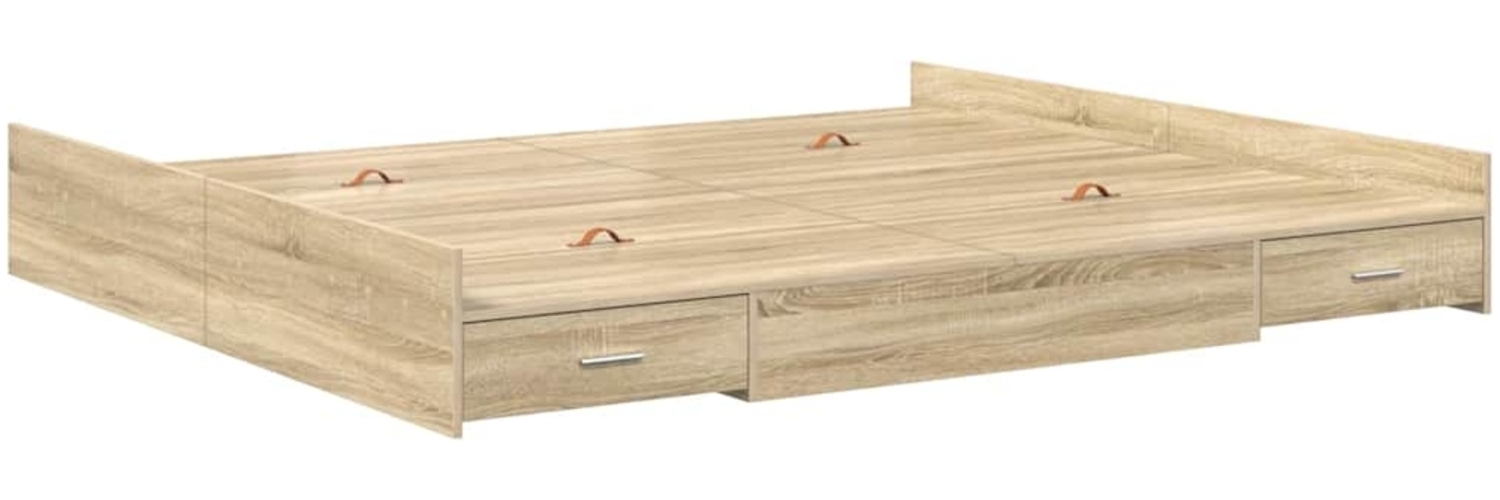vidaXL Aufbewahrungsbettgestell mit Kopfteil Sonoma-Eiche 200 x 200 cm 3335263 Bild 1