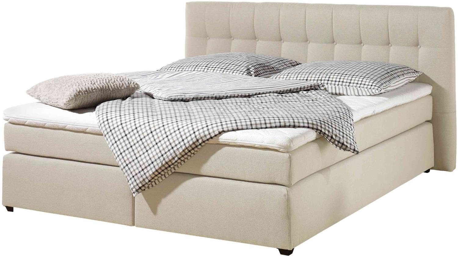 Maintal Boxspringbett Jeremy, 180 x 200 cm, Strukturstoff, Bonellfederkern Matratze H3, creme Bild 1