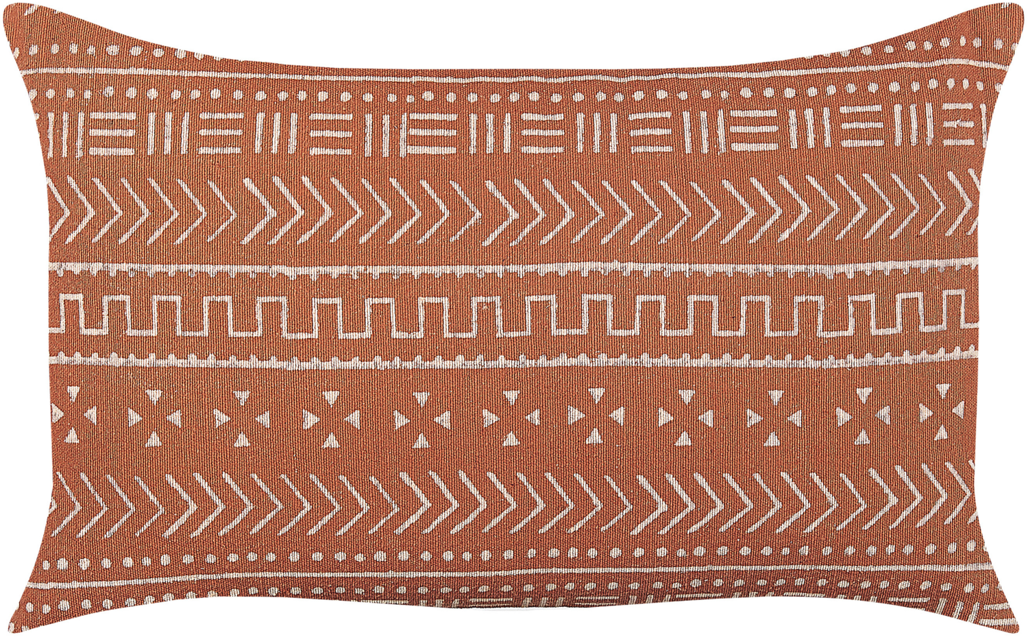 Dekokissen ORLAYA Baumwolle 55 x 35 cm Geometrisches Muster Blockdruck Orange Bild 1