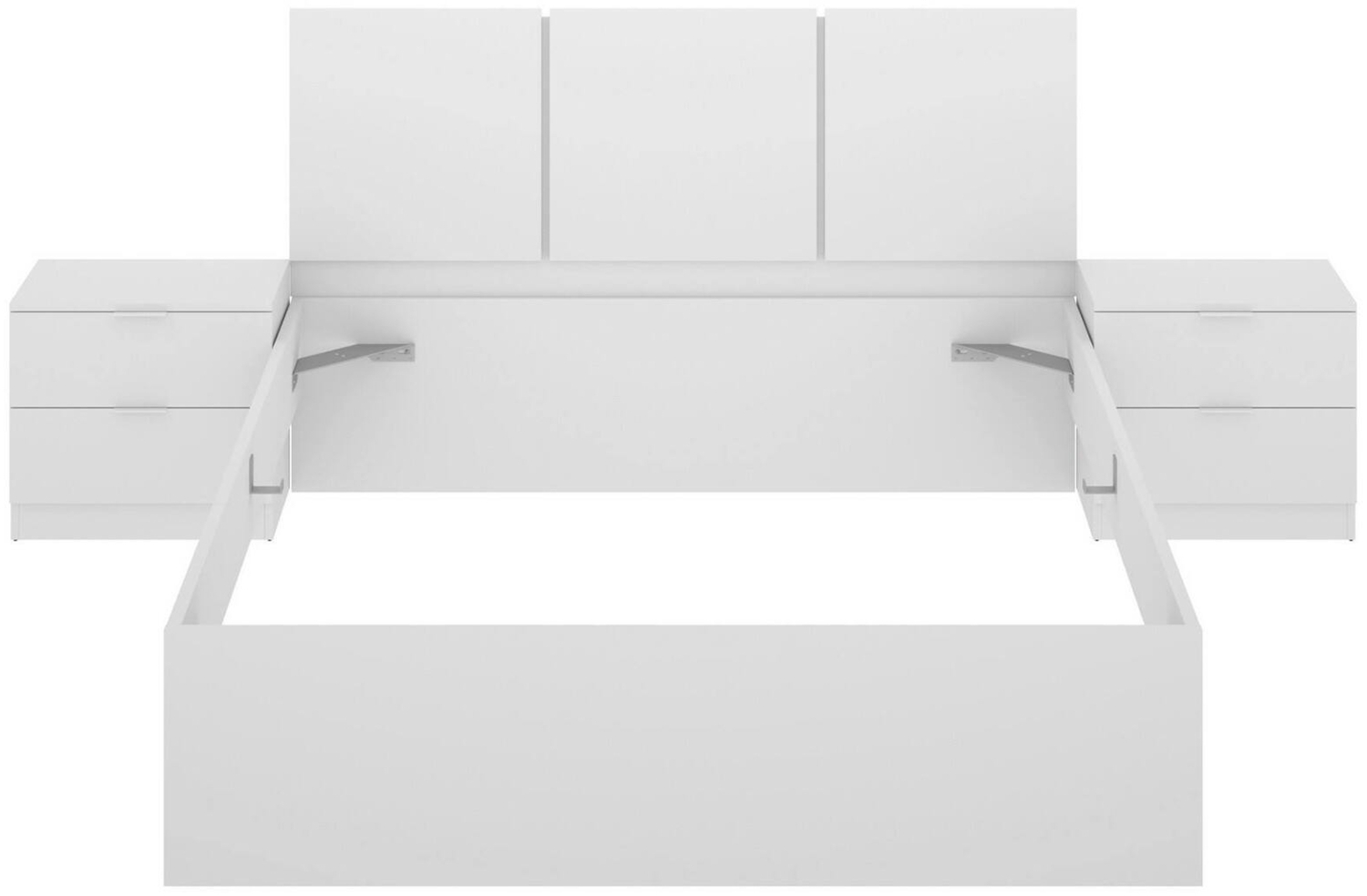 Dmora Doppelbett Marika, Struktur des Container-Betts, Sommier mit Verkleidung, Matratzenhalterstruktur, 267x205 h96 cm, Weiß Bild 1