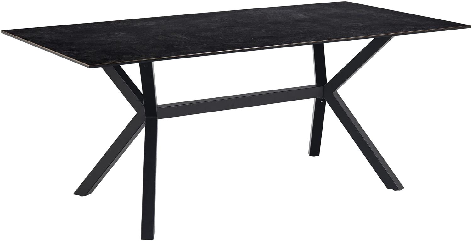 AC Design Furniture Lajla Rechteckiger Esstisch für 6 Personen, Tischplatte in Schwarz mit Metallgestell, Küchentisch mit Keramikoberfläche, Hitzebeständig, Kratzfest, B: 180 x H: 74 x T: 90 cm Bild 1