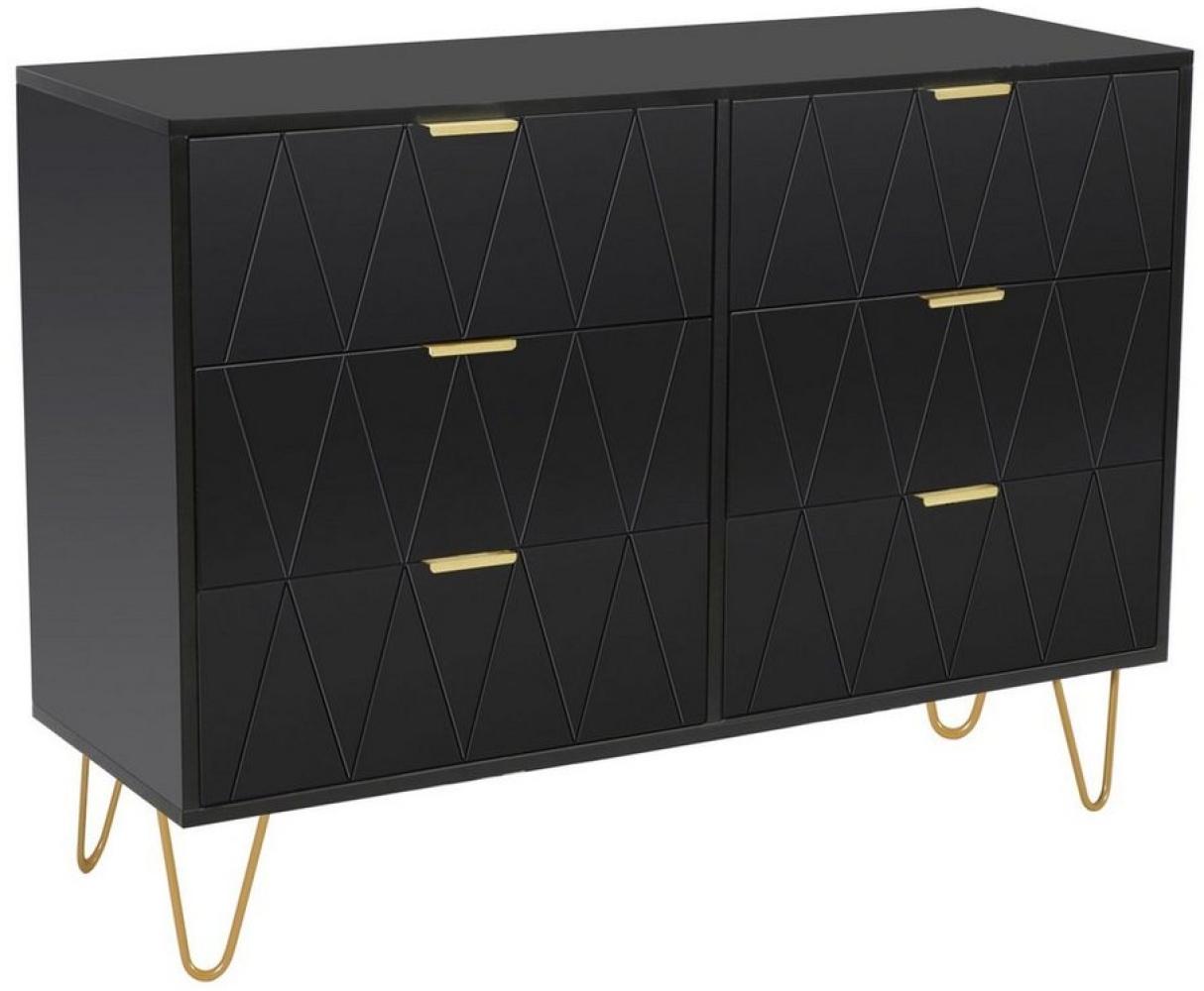 UEV Kommode mit 6 Schubladen, Sideboard für Wohnzimmer Schlafzimmer (Highboard, Sideboard mit Schubladen, Schmal kommode, 100 x 34 x 73 cm Mehrzweckschrank), Küchenschrank Buffet TV Board Schrank mit Füße Aufbewahrungsschrank Bild 1