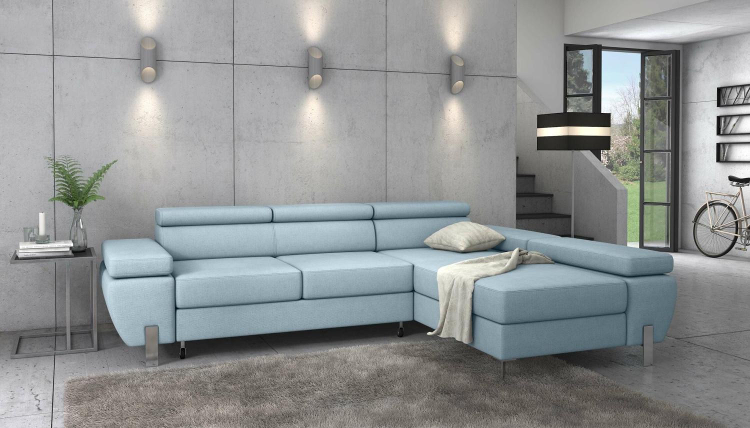 Stylefy Fressa Ecksofa Rechts Struktur Hellblau Bild 1