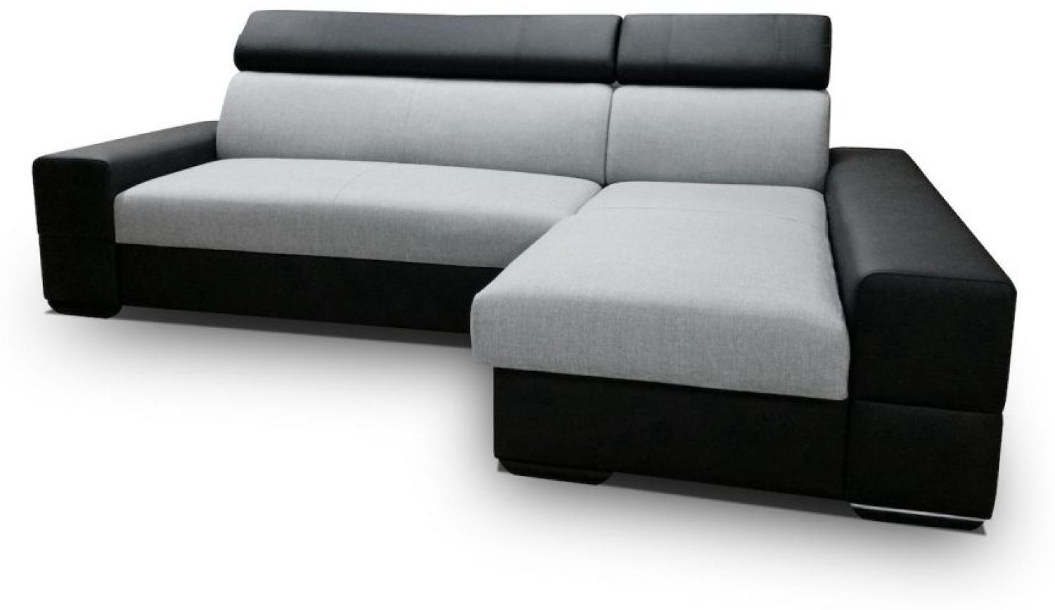 Ecksofa Sofa MARIZA Schlaffunktion Schwarz-Hellgrau Ottomane Rechts Bild 1