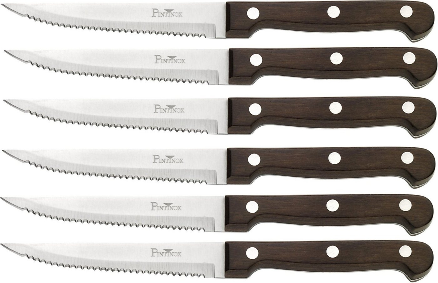 PINTINOX Steakmesser P.Wood (6 Stück), aus rostfreiem Stahl, Griff aus Pakkaholz, Klinge 11,1 cm Bild 1