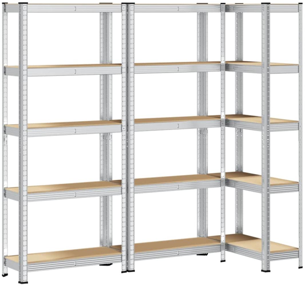vidaXL Lagerregale mit 5 Böden 3 Stk. Silbern Stahl & Holzwerkstoff 4016939 Bild 1