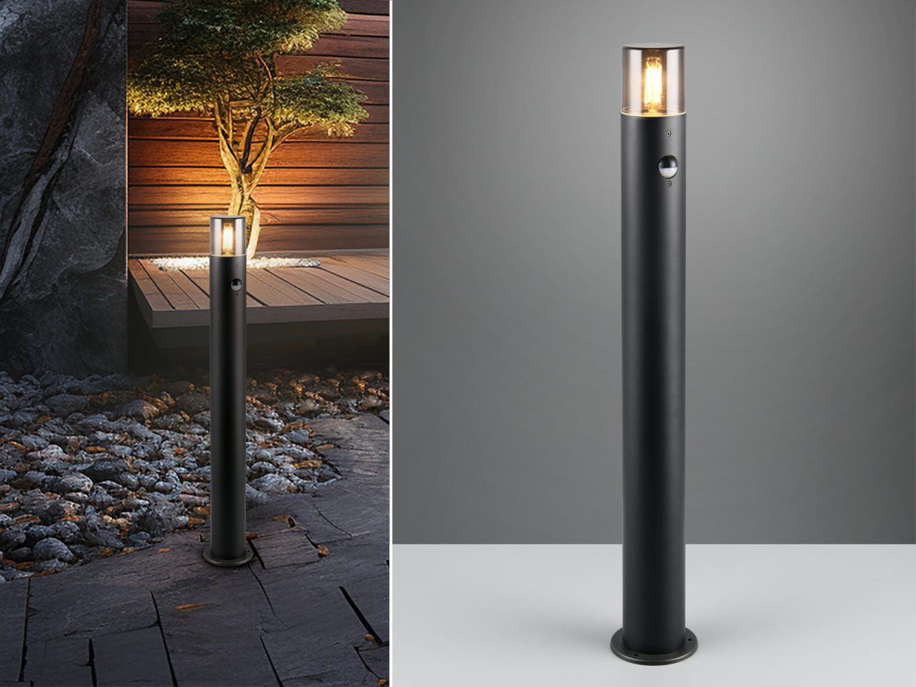 LED Wegeleuchte, Schwarz Rauchgrau, mit Bewegungsmelder, Höhe 80cm Bild 1