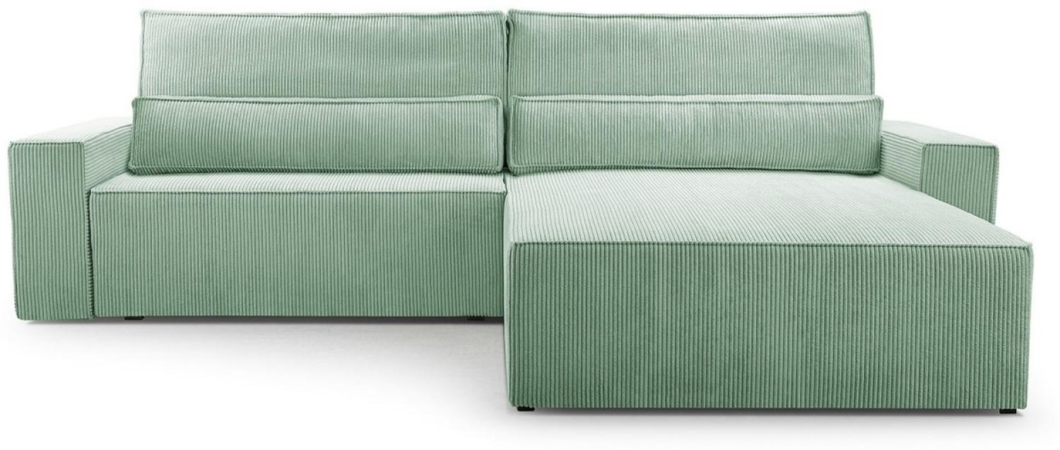 MOEBLO Ecksofa aus Cord DENVER L, Ottomane beidseitig montierbar Couch Cord für Wohnzimmer Schlafsofa Sofagarnitur Sofa Eckcouch L-Form Cordstoff - 290 x 85 x 200 cm, mit Schlaffunktion und Bettkasten, mit Relaxfunktion Bild 1