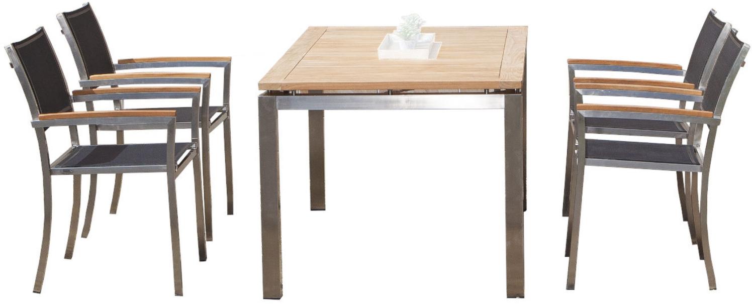 Sonnenpartner 5-teilige Sitzgruppe Galaxy Base 160x90 cm Edelstahl/Textilen/Teak Bild 1