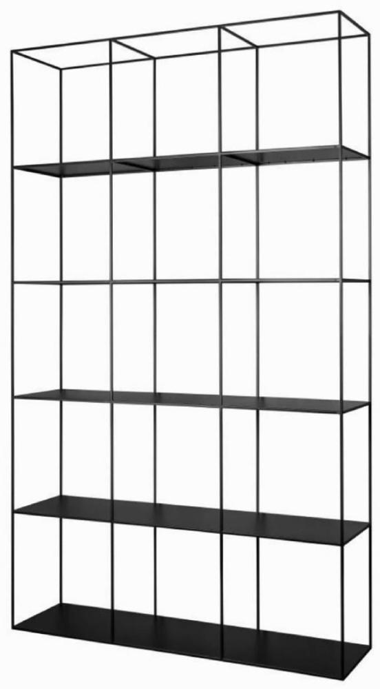 Casa Padrino Luxus Metall Regalschrank Schwarz 120 x 40 x H. 200 cm - Wohnzimmerschrank - Bücherschrank - Luxus Möbel Bild 1