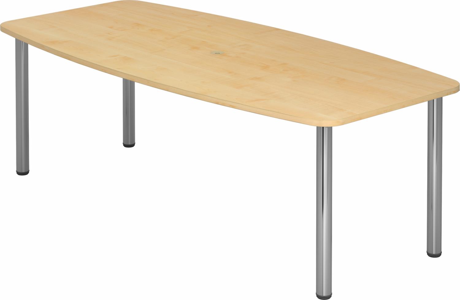 bümö Konferenztisch oval 220x103 cm großer Besprechungstisch in Ahorn, Besprechungstisch mit Chromfüßen, Meetingtisch für 8 Personen, XXL-Tisch für Besprechungsraum & Meeting, KT22C-3 Bild 1