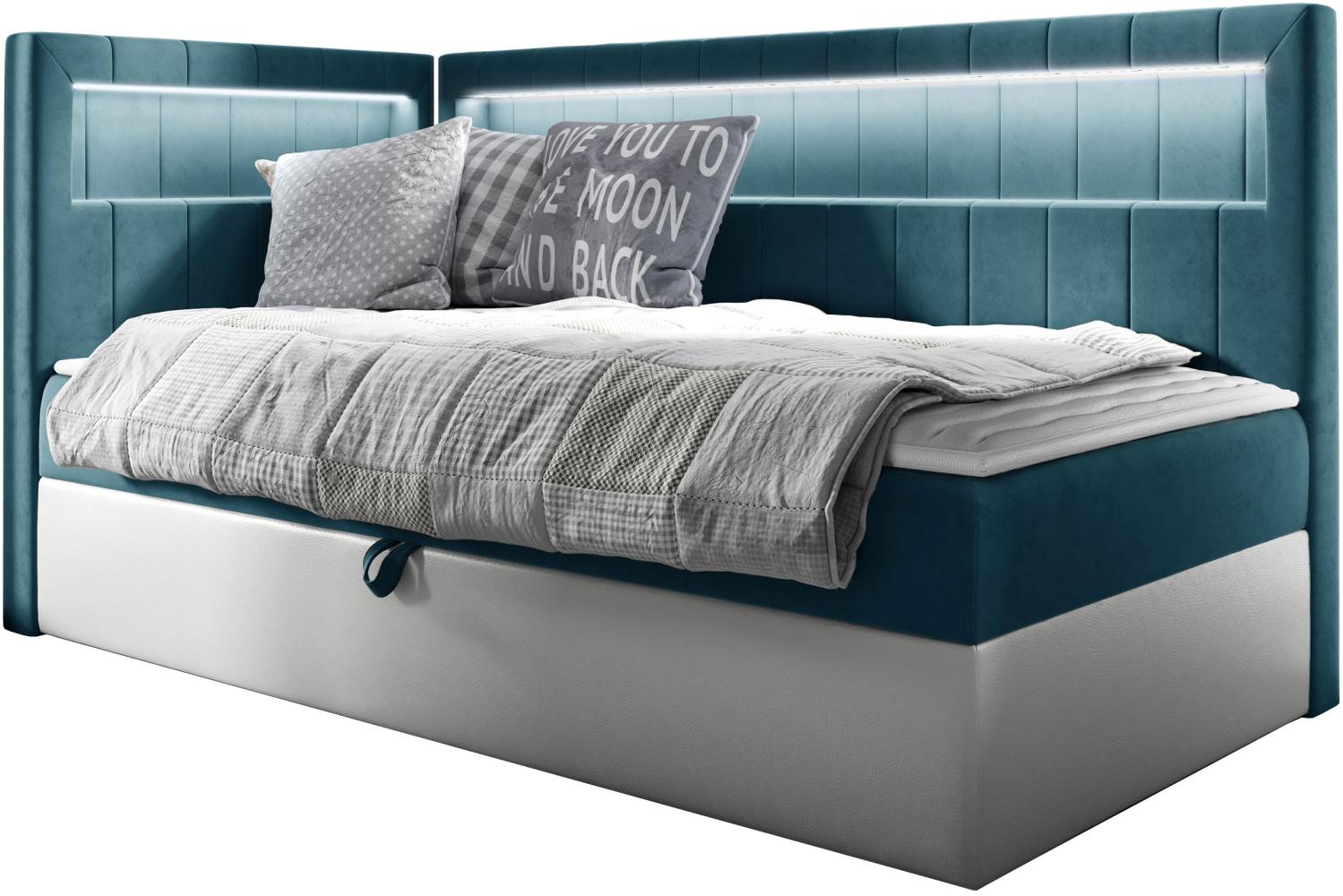 Boxspringbett 'Gladino Junior 3' blau 90 x 200 cm Links Bild 1